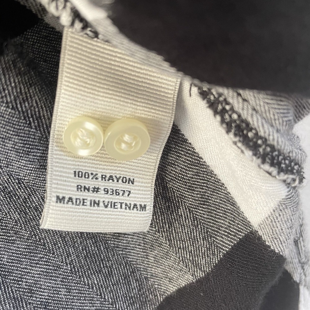 Stylus Plaid Button Down Shirt Womens XL Black White‎ Rayon Buffalo Check - Picture 7 of 8